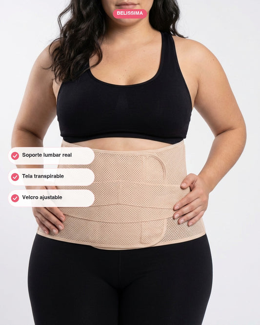 Faja post-parto con velcro y soporte lumbar
