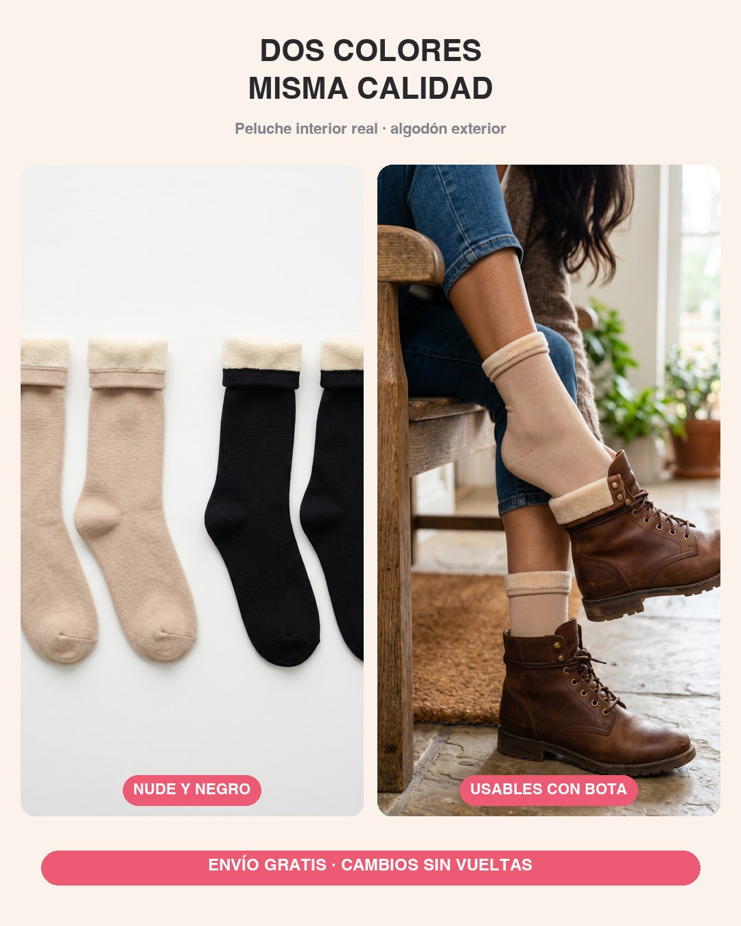 Disponible en Nude y Negro · usables con bota