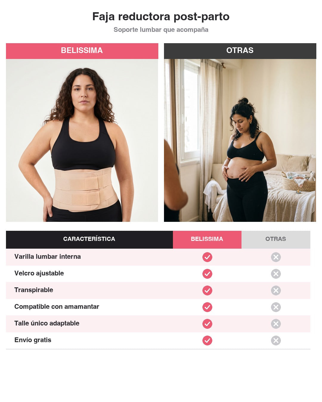 Faja reductora post-parto — Belissima vs otras