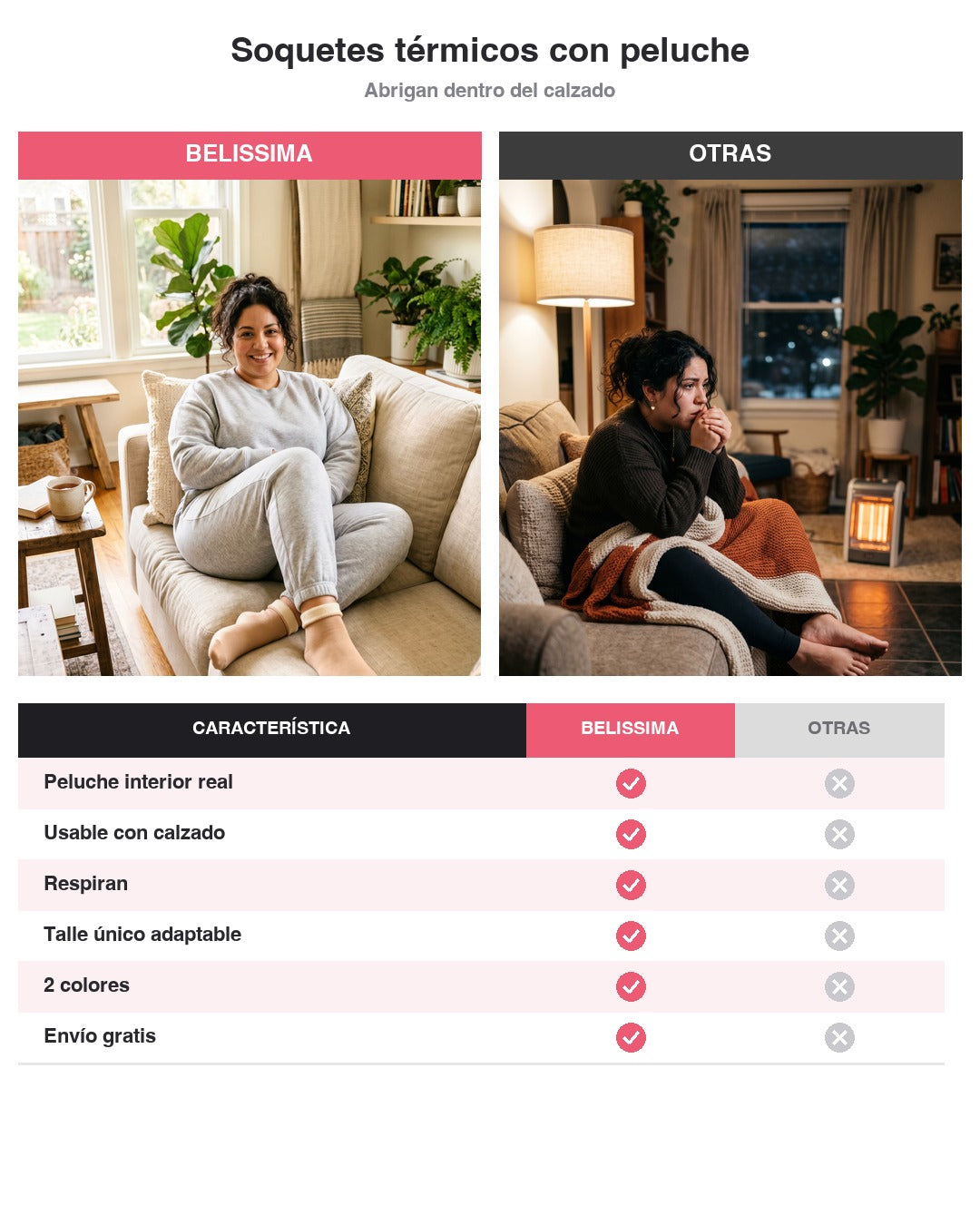 Soquetes térmicos con peluche — Belissima vs otras